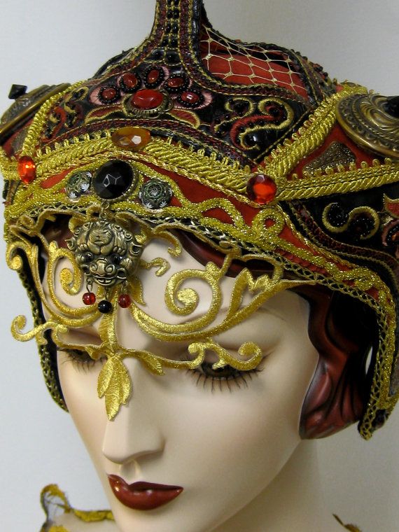 Balinese Dancer's Headdress by ThistleCottageStudio on Etsy Red Fantasy Costume Headpieces, Traditional Fitted Costume Hats And Headpieces, Vintage Fitted Costume Hats And Headpieces For Carnival, Vintage Fitted Costume Hats For Carnival, Traditional Costume Hats And Headpieces For Carnival, Traditional Carnival Costume Hats And Headpieces For Party, Traditional Carnival Costume Headpieces, Traditional Fitted Headpiece For Costume, Fitted Vintage Headpiece For Carnival