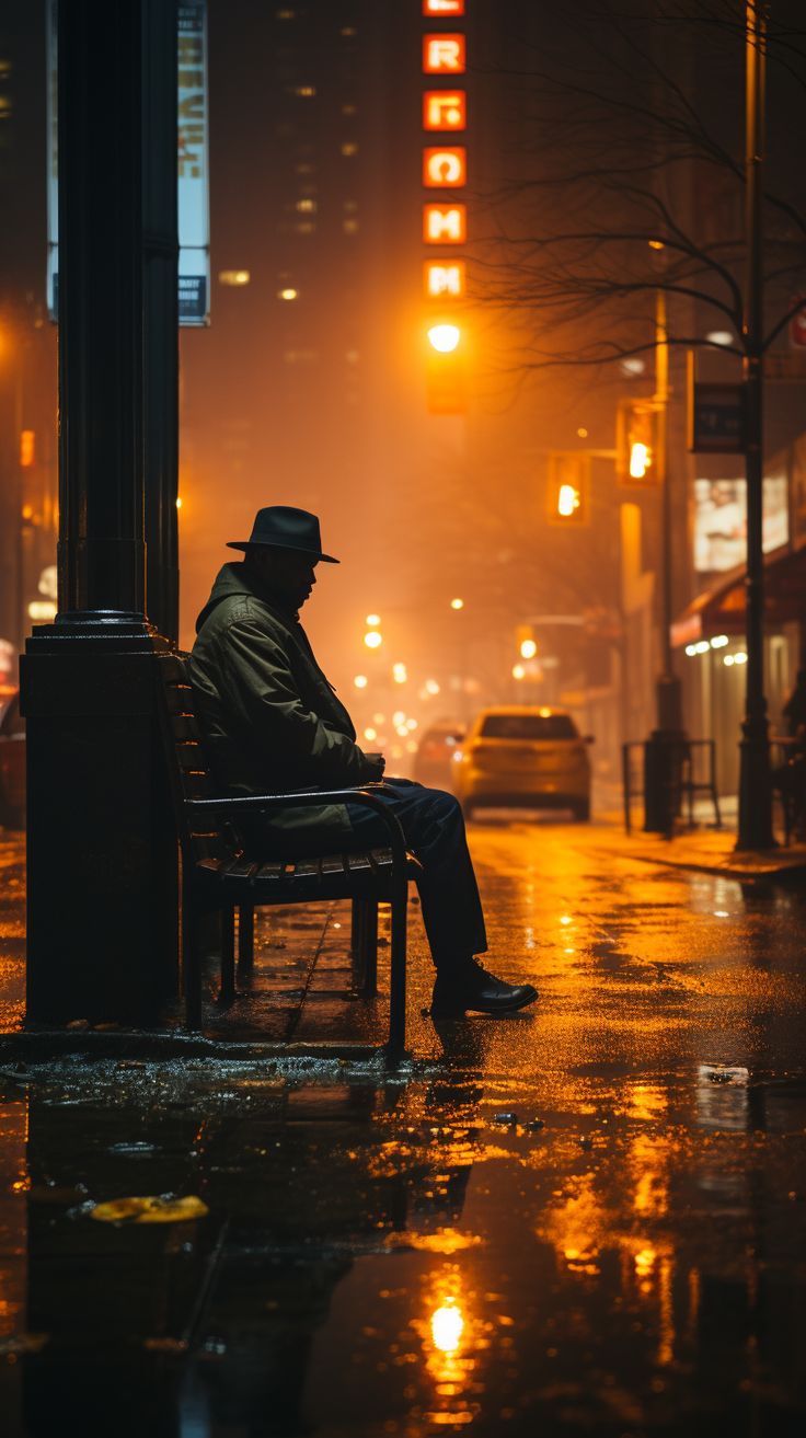 Golden Night Street Scene City Rain Photography, Rainy City Photography, Colourful Street Photography, Photography Vibes Aesthetic, Available Light Photography, Night Scene Photography, Rainy Street Photography, Late Night Photography, Street Photography Inspiration