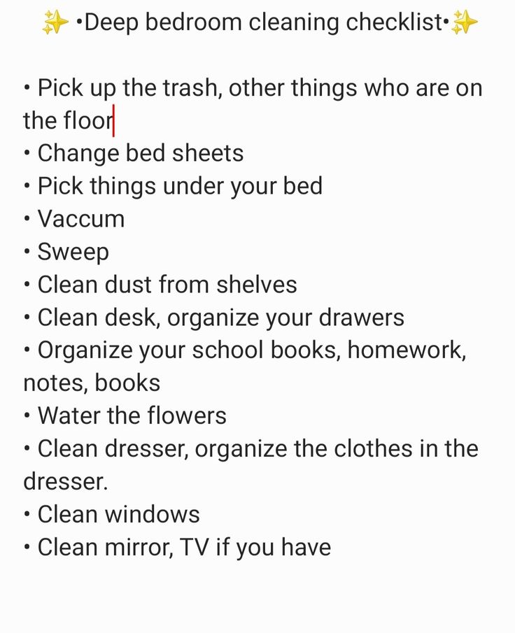 Hope this helps Room Cleaning Tips Organizing Ideas, Deep Cleaning Room Checklist, Organizing Ideas Bedroom, Clean Bedroom Checklist, Cleaning Checklist Bedroom, Deep Clean Checklist, Bedroom Cleaning Checklist, Clean Room Motivation, Cleaning Bedroom