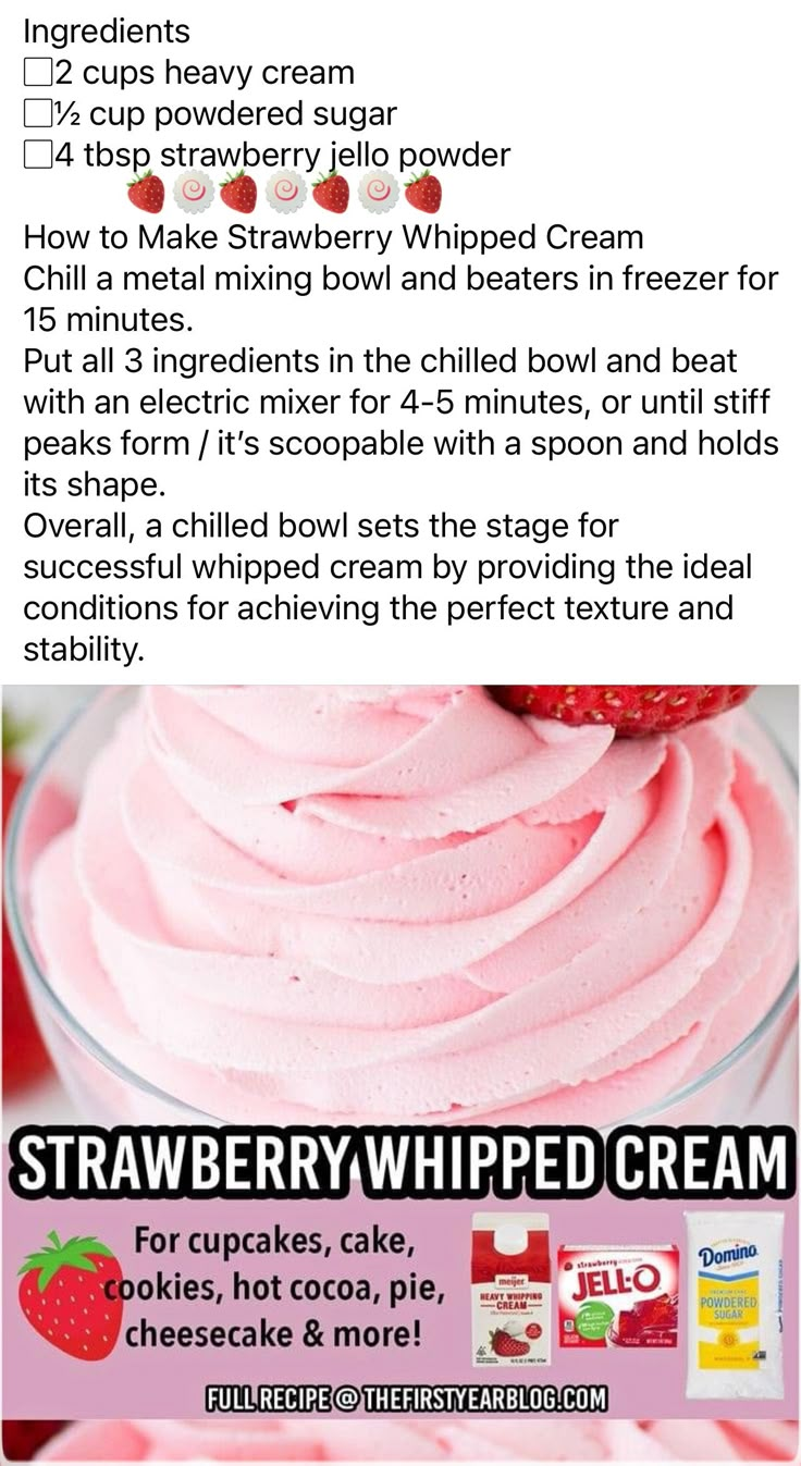 strawberry whipped cream recipe with instructions for making it