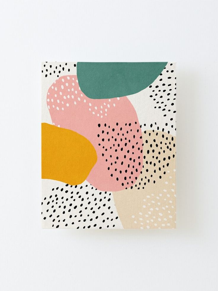 an abstract painting with dots and shapes on white background canvas wall art print by person