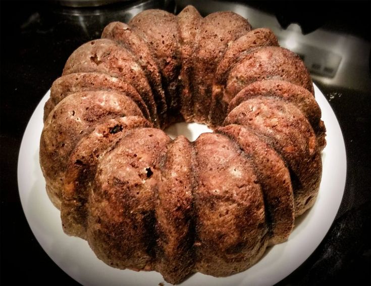 a bundt cake sitting on top of a white plate