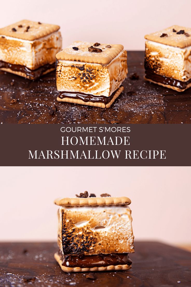 homemade marshmallow recipe with cookies on top and in the middle to make them look like desserts