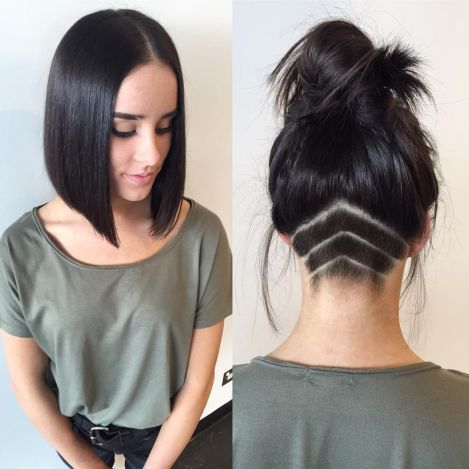 Bob With Nape Undercut Undercut Bob Haircut, Undercut Hair Designs, Undercut Hairstyles Women, Undercut Long Hair, Lob Haircut, Hair Tattoos, Long Bob Hairstyles, Undercut Hairstyles, Short Haircut