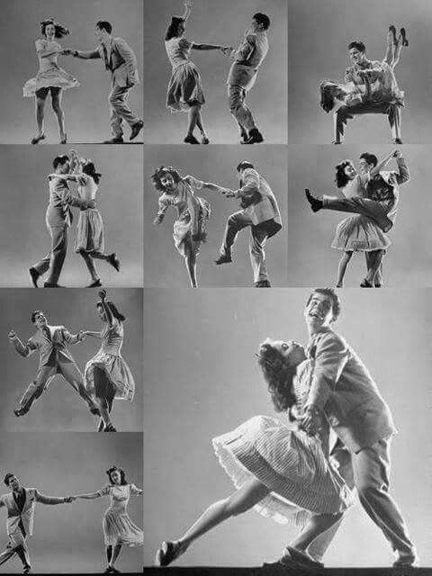 an old black and white photo of people doing different dances in various poses, from the 1950's to the present day