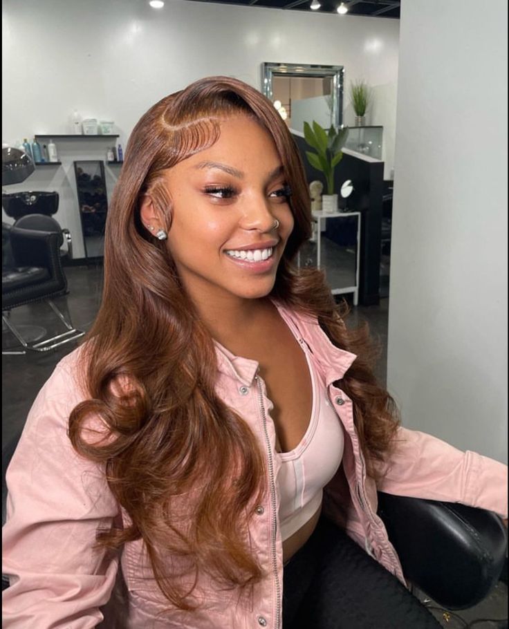 Light Brown Lace Front Wigs Black Women, Ginger Brown, Frontal Wig Hairstyles, Birthday Hairstyles, Wig Styling, Glueless Wigs, Frontal Hairstyles, Hair Ponytail Styles, Hair Laid