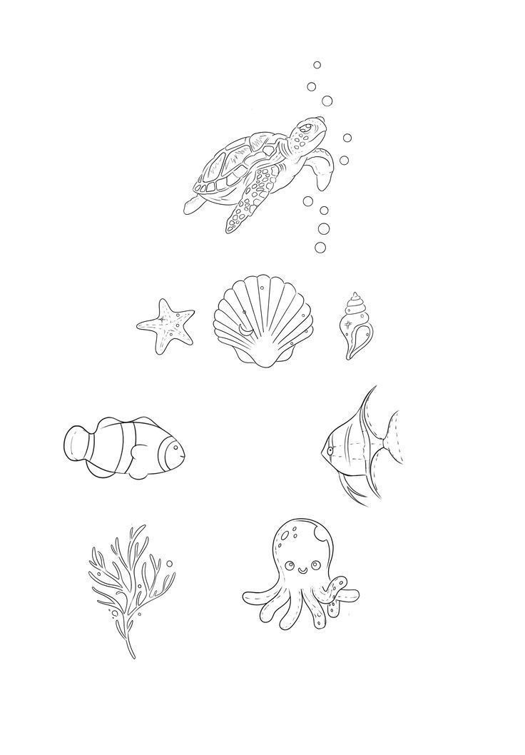 an image of sea animals coloring pages