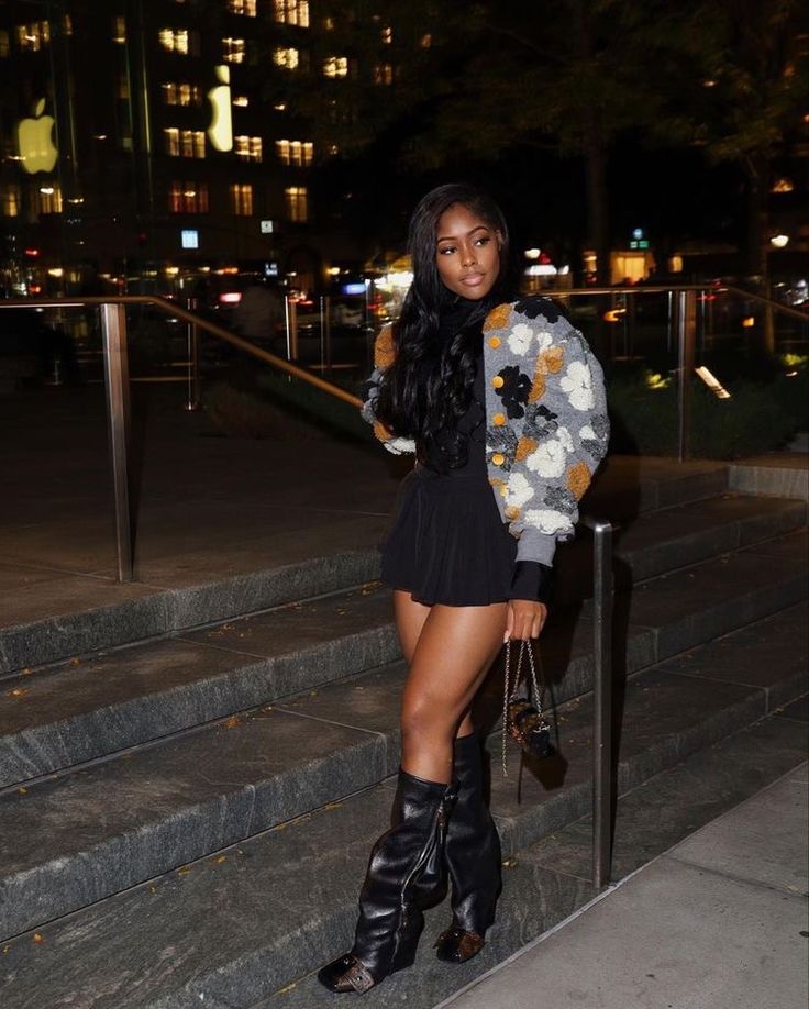 Shark Boot Outfit Black Women, Black Heel Boots Outfit Black Women, Sock Boot Heels Outfit, Prada Boots Outfit Black Women, Ankle Boots Outfit Black Women, Going Out Winter Outfits Blackgirl, Padlock Boots Outfit, New York Outfit Black Women, Overlay Boots Outfit