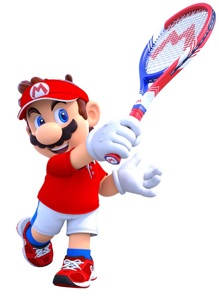 the mario tennis player is running with his racket