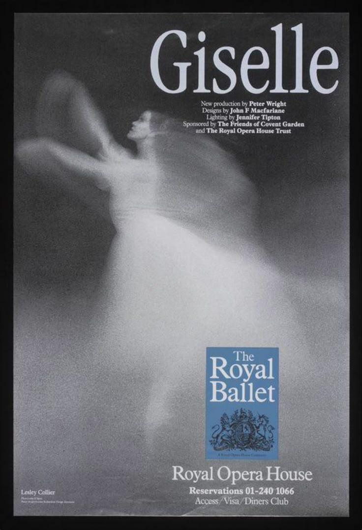 the royal ballet poster for gisselle's production of the royal ballet in london