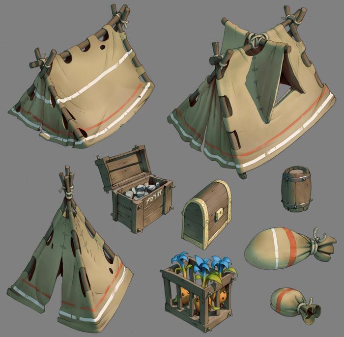 an image of a set of tents and other items that are in the shape of a tent