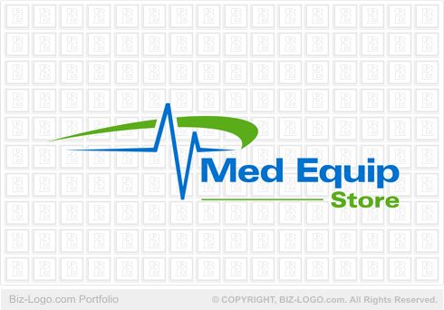 the med equip store logo is shown in blue, green and white colors