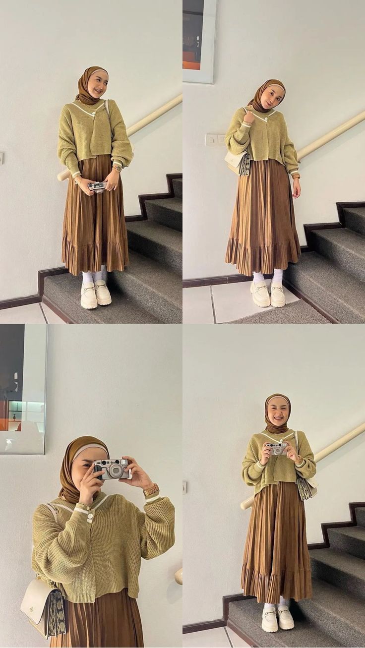 Mix And Match Outfits Hijab, Outfit Ngampus, Outfit Hijab Casual, Ootd Hijab Casual, Modest Outfit, Casual Outfits For Teens, Ootd Inspo, Style Hijab, Ootd Dress