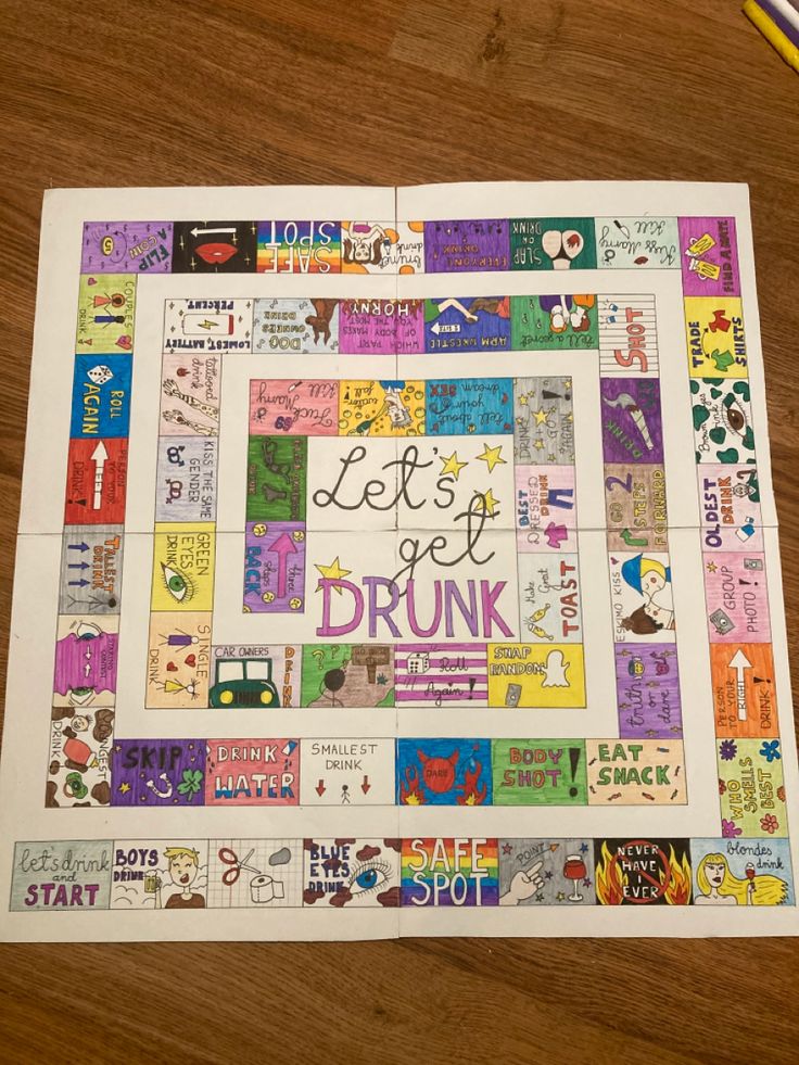 a piece of paper that says let's get drunk on it with lots of stickers