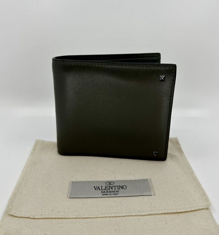 Valentino Grey Men's leather Wallet Modern Leather Wallets With Logo Plaque, Classic Leather Wallet With Logo Plaque, Classic Leather Wallets With Logo Plaque, Leather Wallets With Logo Plaque, Leather Wallets With Logo Plaque For Everyday, Designer Leather Trifold Wallet With Card Slots, Designer Bifold Wallet With Rfid Blocking, Designer Leather Trifold Wallet, Designer Leather Bifold Wallet