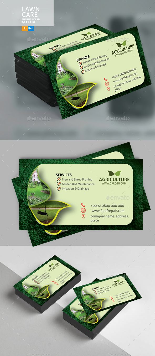 the business card is designed to look like a golf course