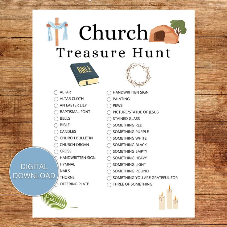 a printable church treasure hunt for kids