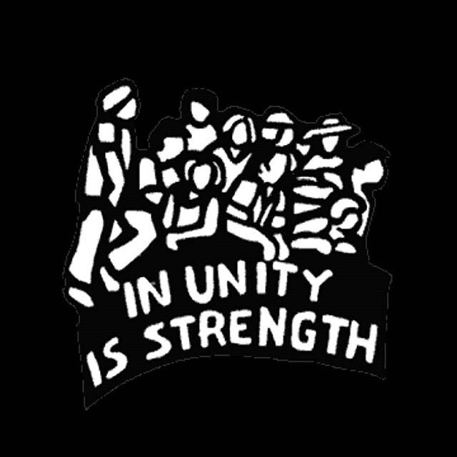 the words in unity is strength on a black and white background