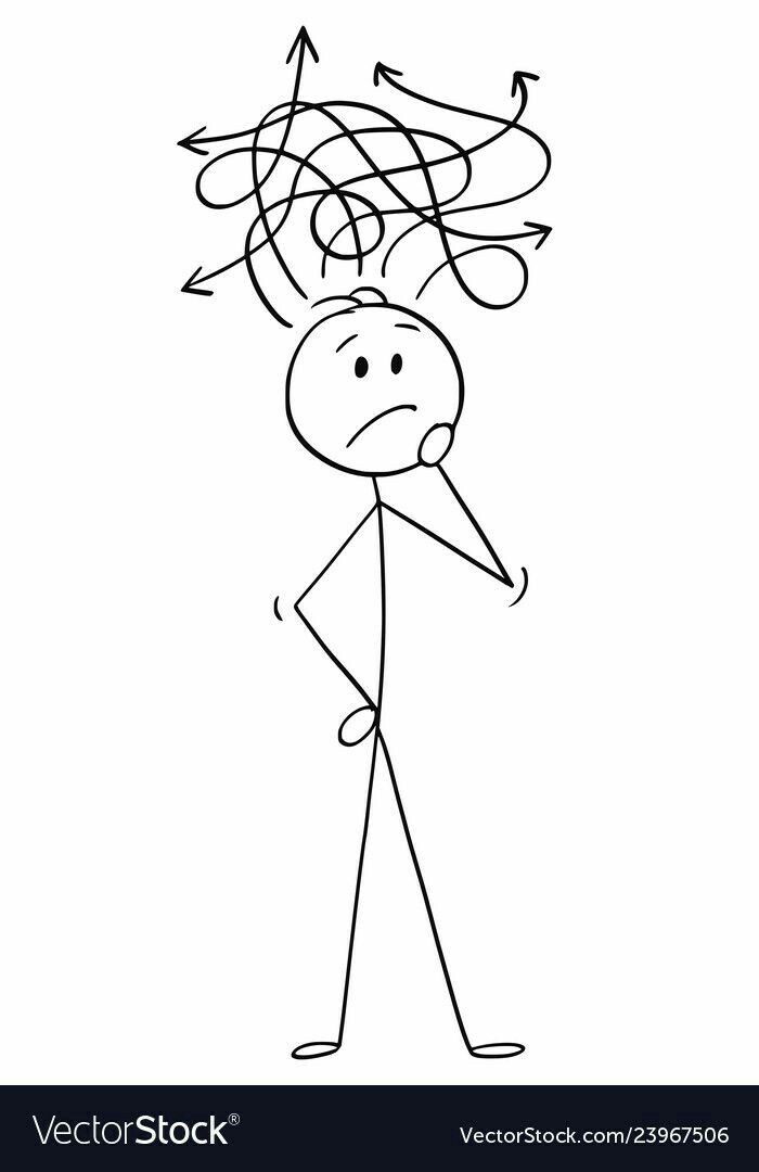 a stick figure with music notes on his head