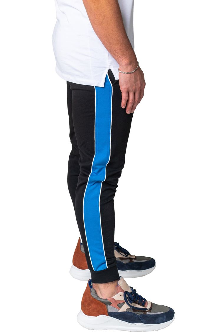 Athleisure is reinvented in these comfy joggers that leave others in the dust with supersoft fleece, bold side stripes and a skinny fit. Elastic/drawstring waist Front scoop pockets 92% cotton, 8% elastane Hand wash, dry flat Made in Turkey Sporty Relaxed Fit Sweatpants With Three Stripes, Relaxed Fit Athleisure Joggers With Three Stripes, Relaxed Fit Three Stripes Sweatpants For Jogging, Stretch Sweatpants With Three Stripes In Sportswear Style, Relaxed Fit Three Stripes Joggers For Sports, Athleisure Sweatpants With Three Stripes For Streetwear, Black Sportswear Bottoms With Contrast Stripes, Athleisure Jogging Pants With Three Stripes, Sporty Jogging Bottoms With Three Stripes