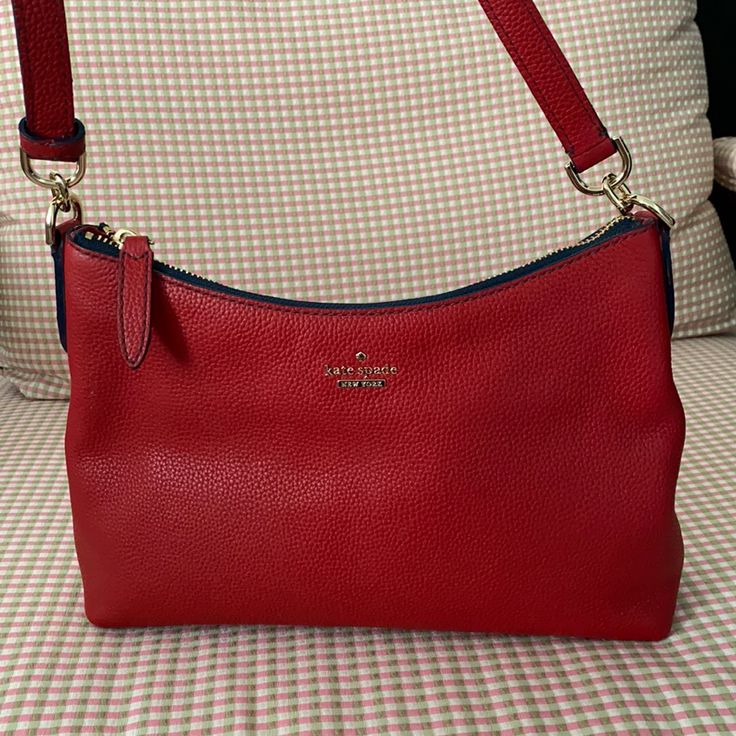 Red Medium Size Crossbody Bag. Pebble Leather And Never Used! 11.5”W,6”H Elegant Red Shoulder Bag For On-the-go, Kate Spade Red Crossbody Shoulder Bag, Classic Red Crossbody Bag, Kate Spade Red Rectangular Shoulder Bag, Kate Spade Red Bags For Daily Use, Kate Spade Red Shoulder Bag For Everyday, Red Crossbody Bag With Removable Pouch, Red Kate Spade Shoulder Bag For Everyday, Red Crossbody Bag With Gold-tone Hardware