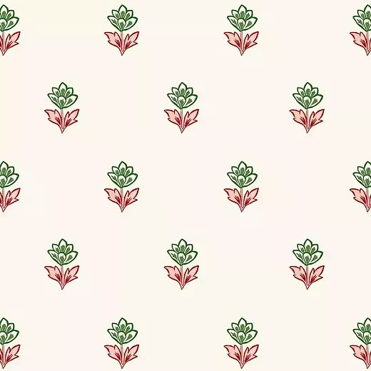 a white background with red and green flowers on it