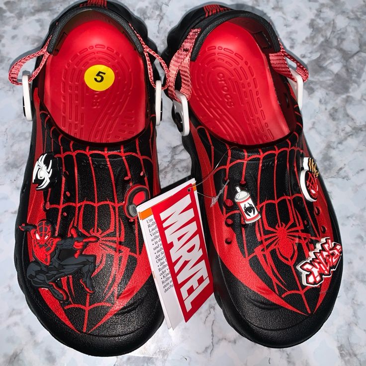 Crocs Marvel Team Spider Man Echo Clog Red Black Size J5 Spider Man Crocs, Spiderman Crocs, Echo Clog, Purple Crocs, Hot Pink Leopard Print, Custom Crocs, Blue Crocs, Tie Dye Shoes, Sparkle Sandals