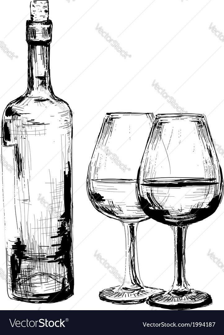 a bottle and two wine glasses on a white background with clippings for text