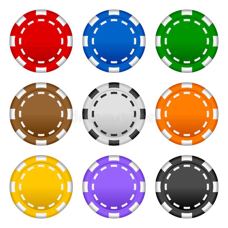 poker chips in different colors on white background royalty illustration