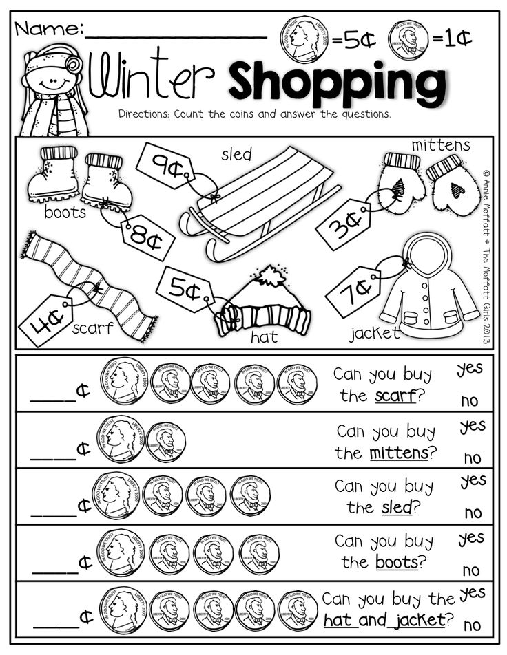 a worksheet for the winter shopping