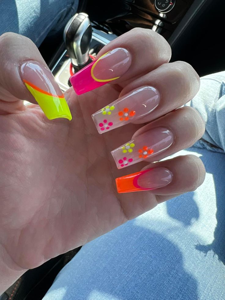 June Inspired Nails, Colored Summer Nails, Pride Nails Designs Acrylic, Summer French Nails 2023, Viviane Leigh, French Nails Colored, French Nails Aesthetic, 2023 Nails Summer, French Nails 2023