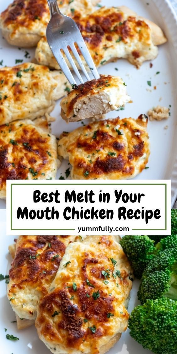 the best meat in your mouth chicken recipe on a white plate with broccoli