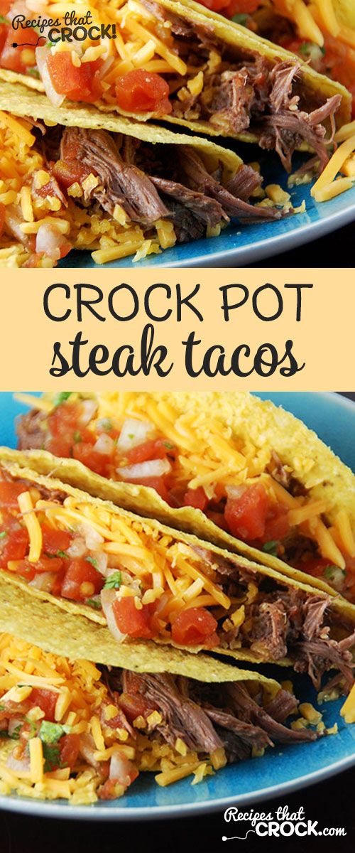 crock pot steak tacos on a blue plate