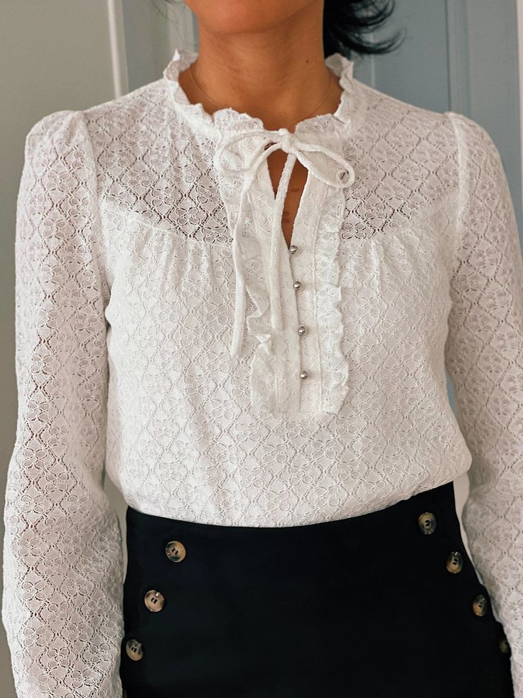 Peggy blouse Collared Lace Tops For Work, Elegant Lace Blouse For Work, Elegant Collared Lace Blouse, Button-up Blouse With Lace Trim For Work, Lace Button-up Blouse With Lace Cuffs, Formal Long Sleeve Blouse With Lace Trim, Elegant Collared Blouse With Lace Trim, Classic Fall Blouse With Lace Cuffs, Classic Blouse With Lace Cuffs For Work