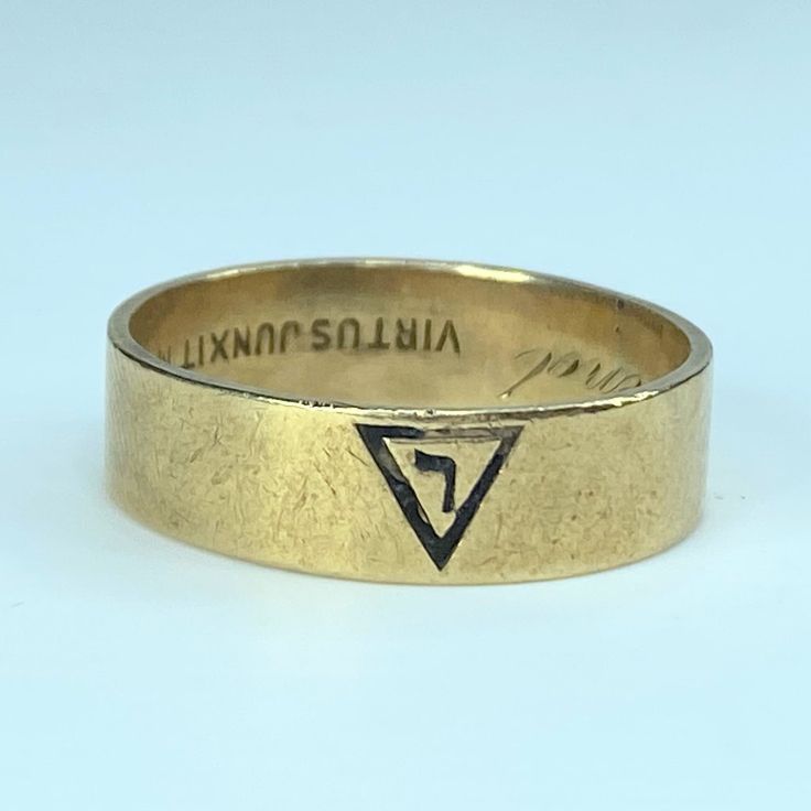 10k Yellow Gold 14th Degree Scottish Rite Masonic Yod Ring Size 11.75, Weight 4.6 Grams. 6.5mm. Hallmark Yellow Gold Promise Rings With Hallmarks, Yellow 14k Stamped Jewelry For Anniversary, 14k Yellow Gold Engraved Ring With 17 Jewels, Symbolic Engraved Yellow Gold Ring For Wedding, Symbolic Yellow Gold Engraved Wedding Ring, Yellow Gold Symbolic Rings For Formal Occasions, Symbolic Yellow Gold Engraved Ring For Wedding, Heirloom Engraved Yellow Gold Ring With Vvs Clarity, Heirloom Yellow Gold Engraved Ring Vvs Clarity