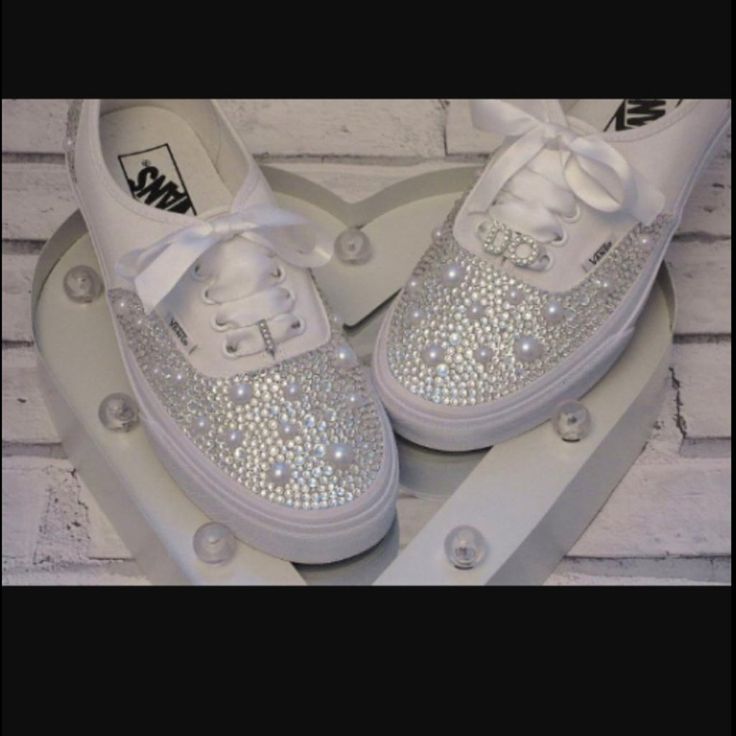 Custom Wedding "I Do" Bling Out Vans. Please Dm After Purchasing To Discuss Custom Colors If Needed. Made To Order, Please Allow 2 Weeks To Ship. Perfect For Any Special Occasion. More Color Crystals Available. Chuck Taylors Wedding, Vans Wedding, Wedding Trainers, Bling Sneakers, Shoe Custom, Wedding Vans, Vans Custom, Bedazzled Shoes, Pearl Wedding Shoes