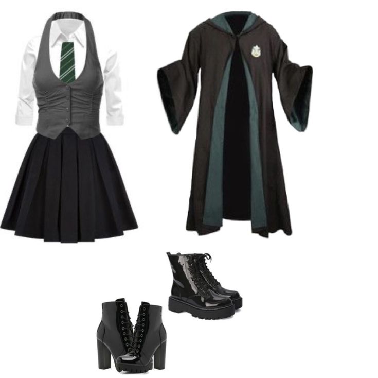 Slytherin Yule Ball Dresses Aesthetic, Slytherin Female, Slytherin Uniform Female, Hogwarts Bag, Hogwarts School Uniform, Slytherin Uniform, Harry Potter Uniform, Female Uniform, Slytherin Clothes