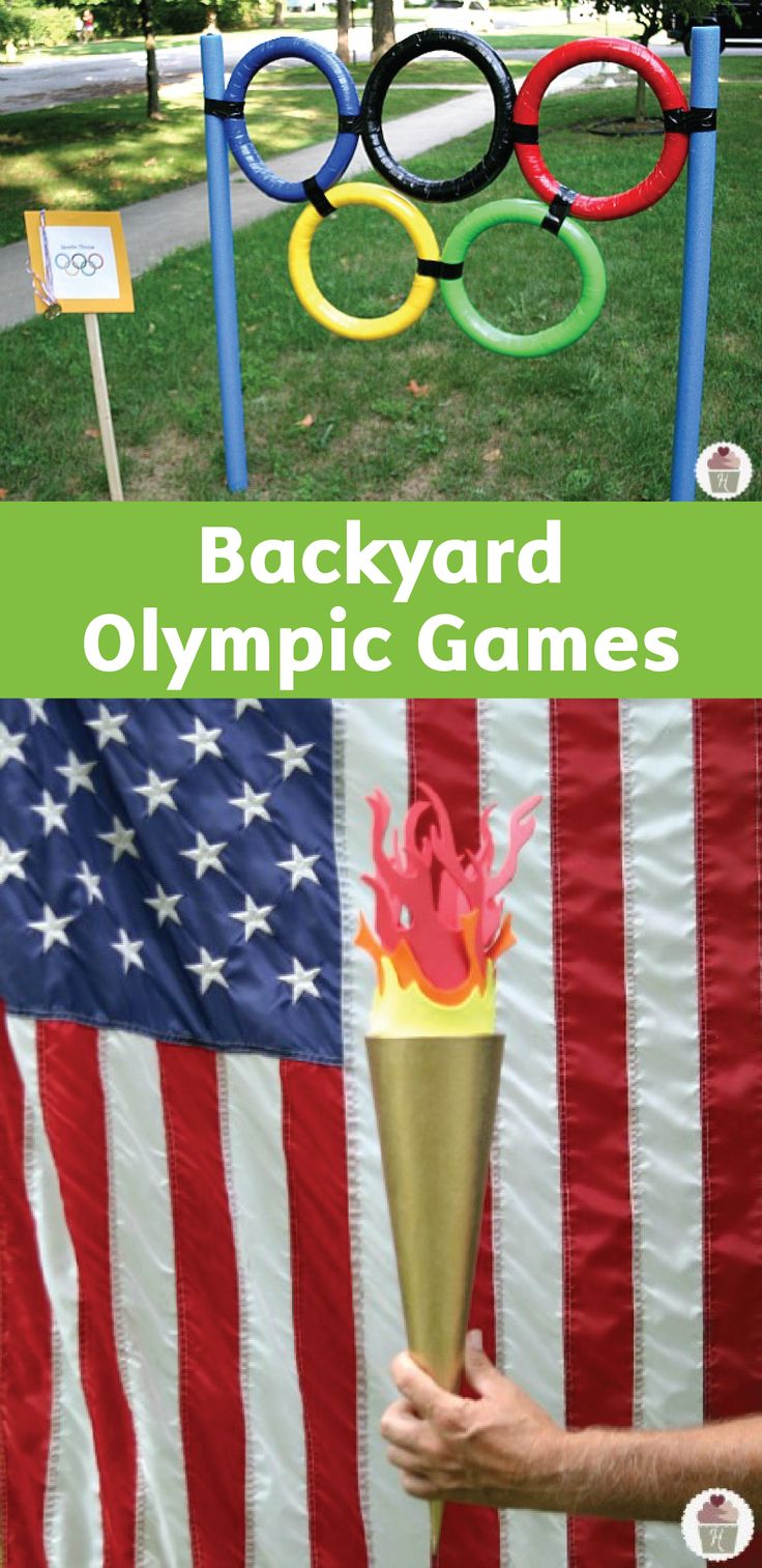 the olympic games are in front of an american flag