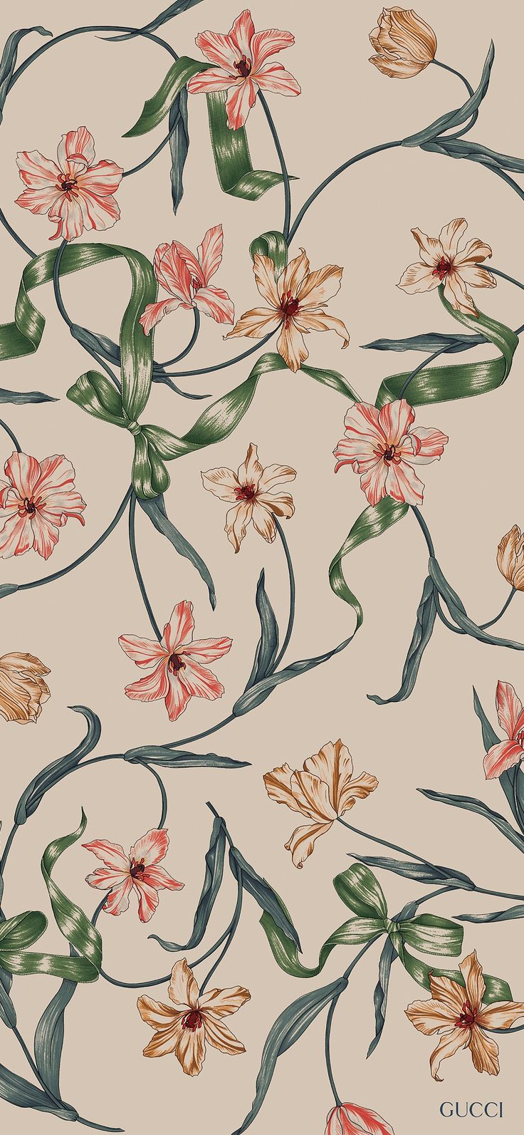 an artistic floral pattern with flowers and leaves