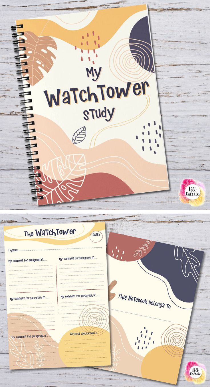 two notebooks with the words, my watchtower study on them and an image of leaves