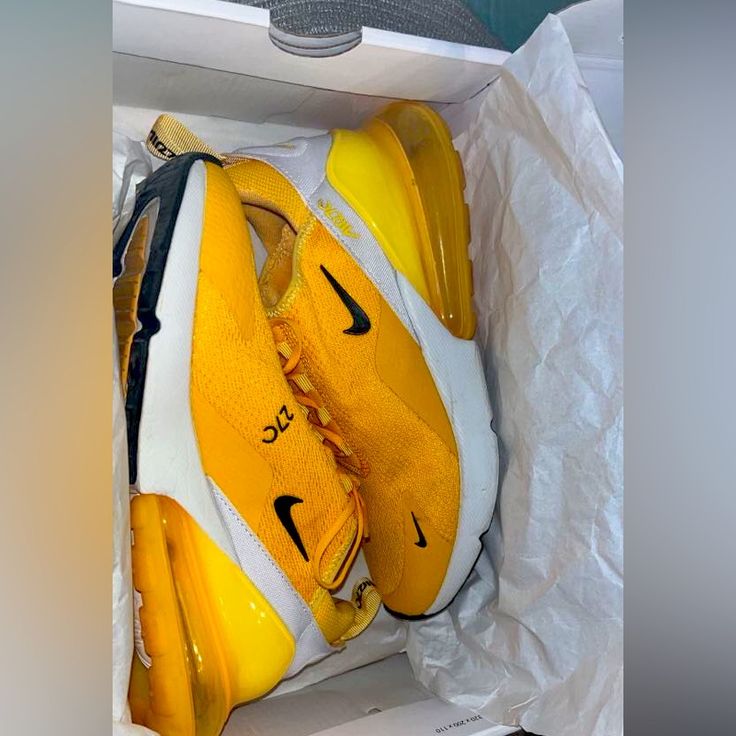 Size 8 Brand New Never Been Used Yellow Flat Sporty Sneakers, Sporty Yellow Flat Sneakers, Yellow Synthetic Flat Sneakers, Nike Flat Synthetic Sneakers, Nike Synthetic Sneakers, Nike Sporty Flat Sneakers, Nike Yellow, Shoes Nike Air, Shoes Nike