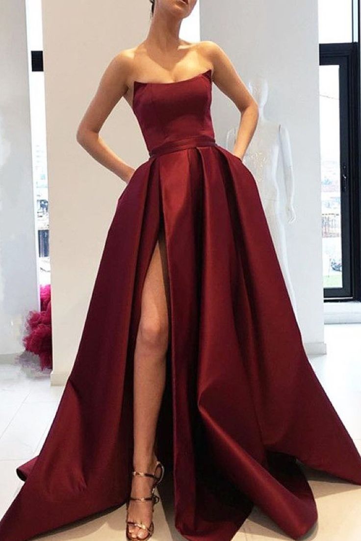 Split Prom Dresses, Navy Blue Prom Dresses, Strapless Prom Dresses, Prom Dresses With Pockets, Corset Dress Prom, Graduation Dresses, Burgundy Prom Dress, فستان سهرة, Beauty Dress