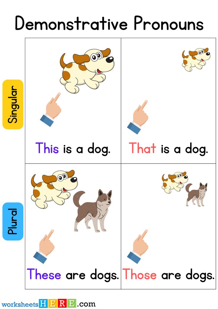 a worksheet with pictures of dogs and words to teach children how to use them