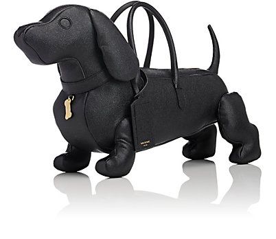 Thom Browne- Hector Dog Bag Dog Bike Basket, Dog Bike, Dog Purse, Black Puppy, Cowhide Handbags, Retro Handbags, Bike Basket, Animal Bag, Men's Totes