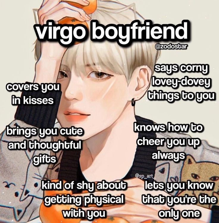 an anime character with the words virgo boyfriend