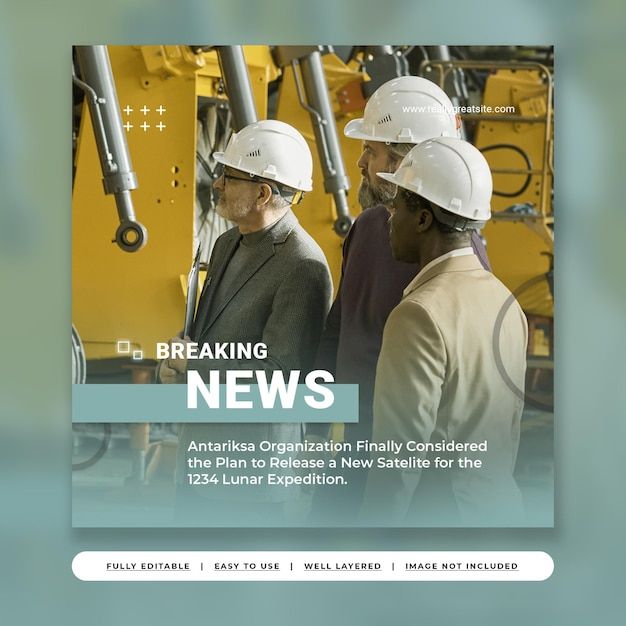 two men in hardhats are talking to each other on the cover of breaking news