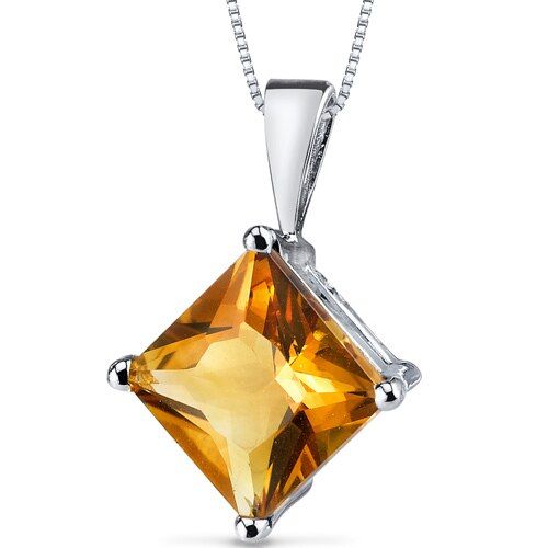 Citrine Pendant Necklace 14 Karat White Gold 2.26 Carat P9118 top Princess Cut Gold, Gold Pendants, Necklace Extender, Citrine Pendant, Solitaire Pendant Necklace, Expensive Jewelry, Citrine Gemstone, Solitaire Pendant, Diamond Solitaire