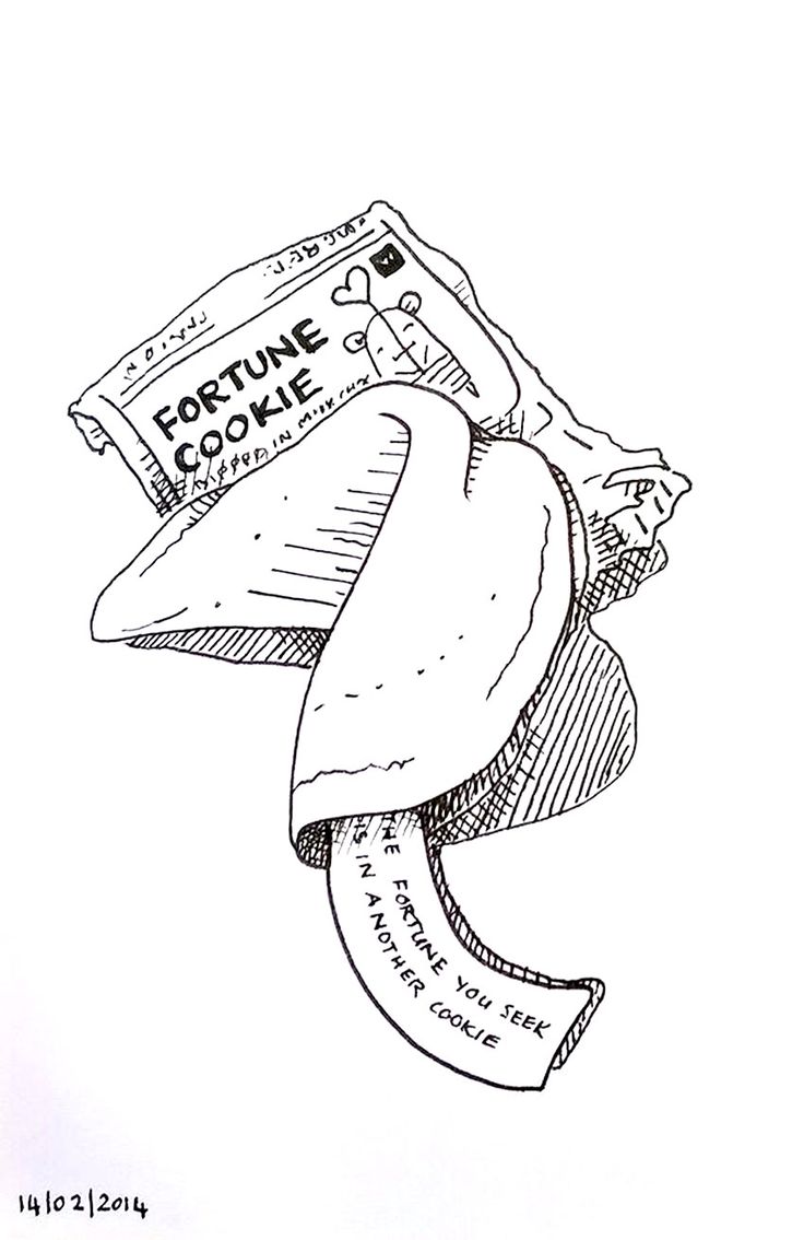 a drawing of a bag of fortune cookie