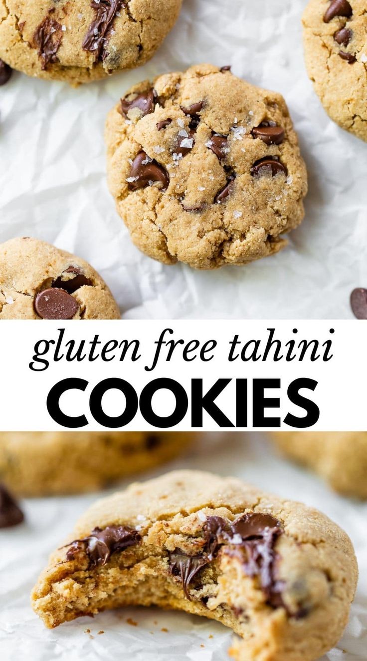 gluten - free tahitii cookies with chocolate chips on the top and bottom