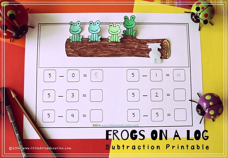 frogs on a log subtraction printable